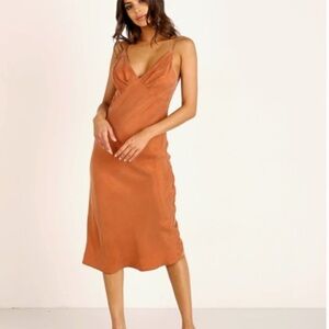 Anthropologie Auguste the Label 'Keepsake' Cupro Midi Dress in Rust
